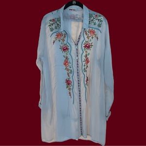 Johnny Was tunic heavily embroidered